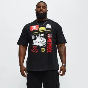 ONE PIECE Straw Hat Ship Short Sleeve Tee  Black  Sz 2/5/6 XL - Anime Gift Ideas
